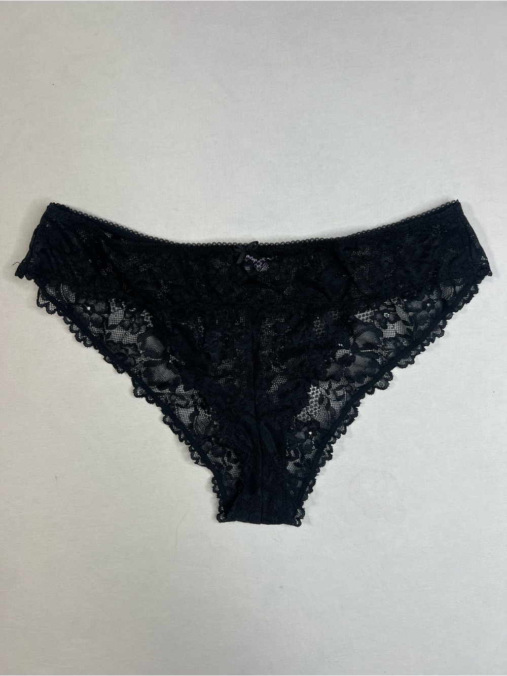 New Savage X Fenty Black sheer lace underwear with floral design